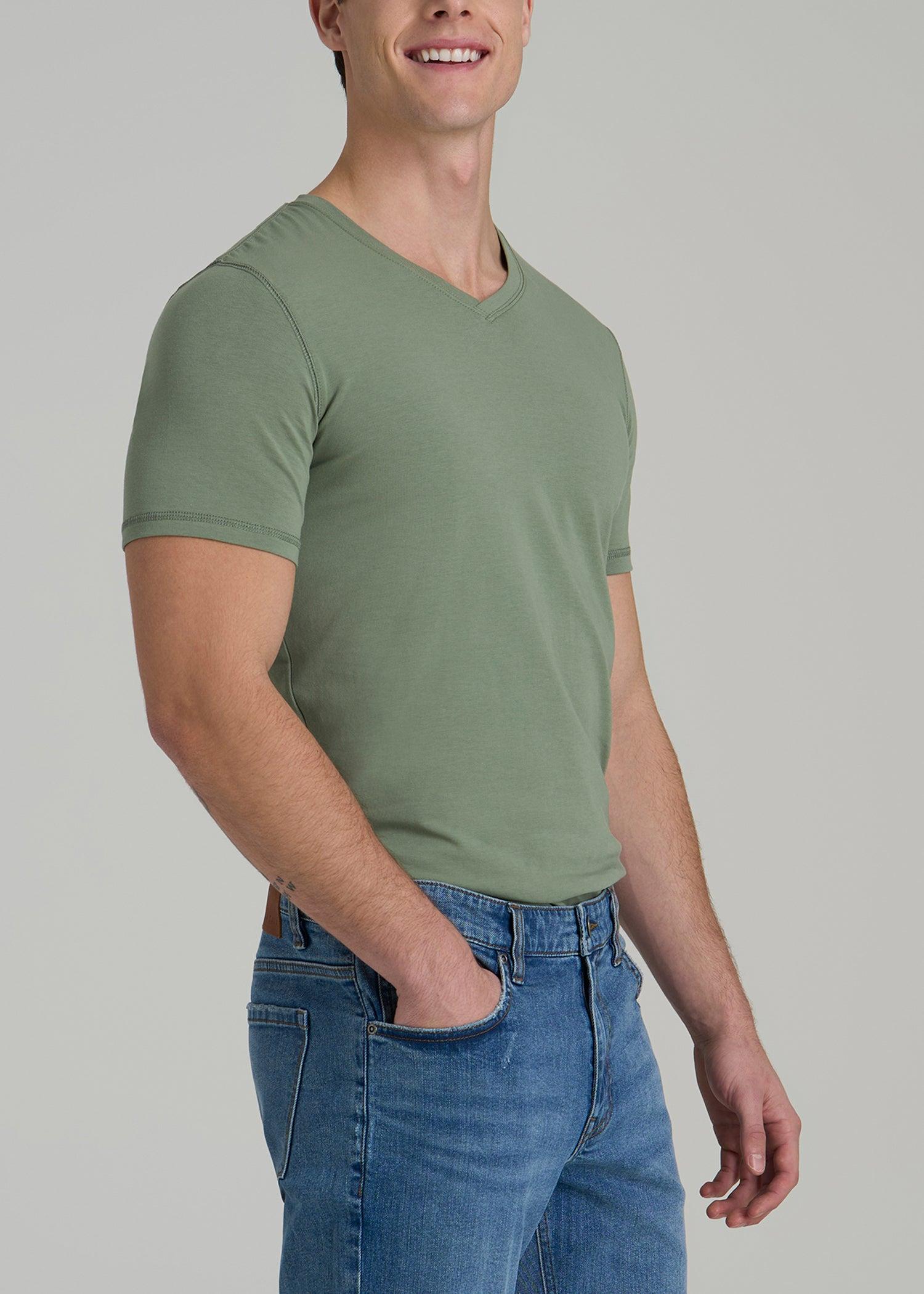 The Essential SLIM-FIT V-Neck Tee for Tall Men in Dark Seagrass Product Image