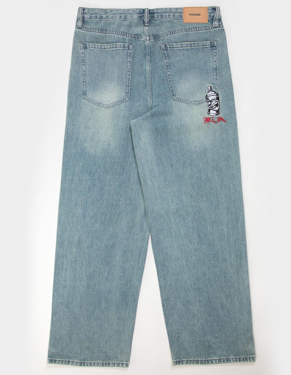 RSQ Mens Extra Baggy Embroidered Jeans - MEDIUM WASH Product Image