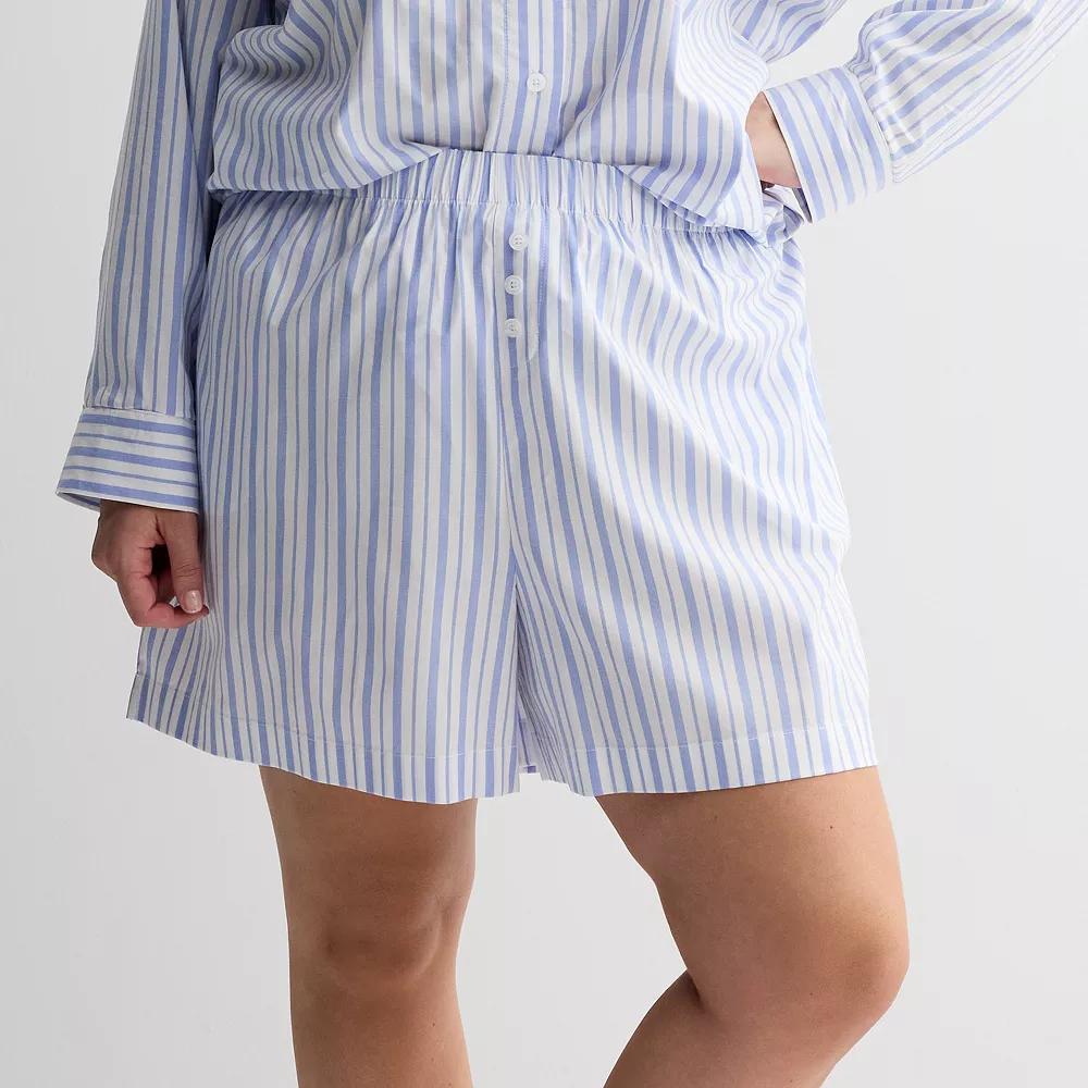 Plus Size Sonoma Goods For Life® Woven Separates Sleep Shorts, Women's, Size: 1XL, Blue Stripe Product Image