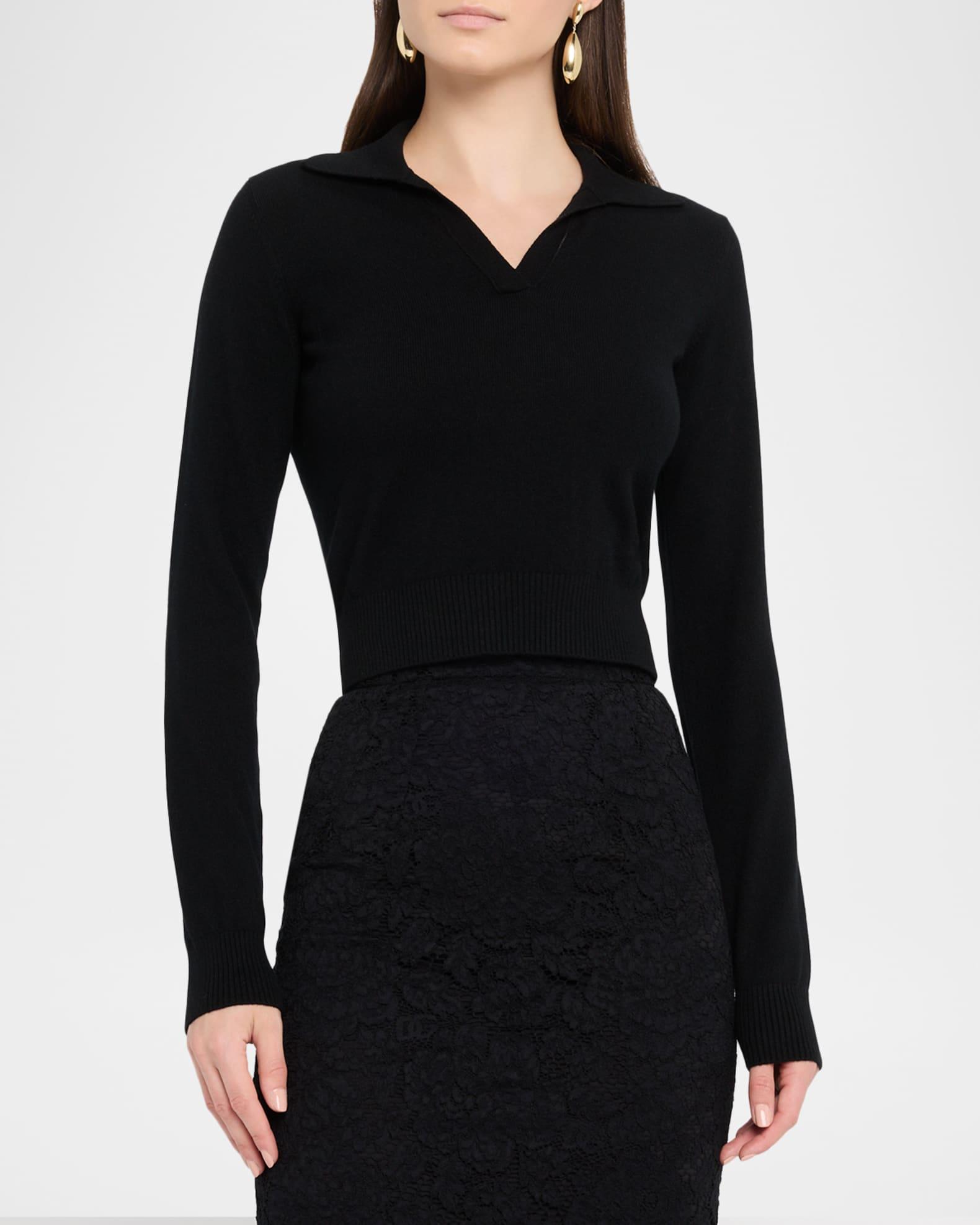 Cashmere Crop Henley Sweater Product Image