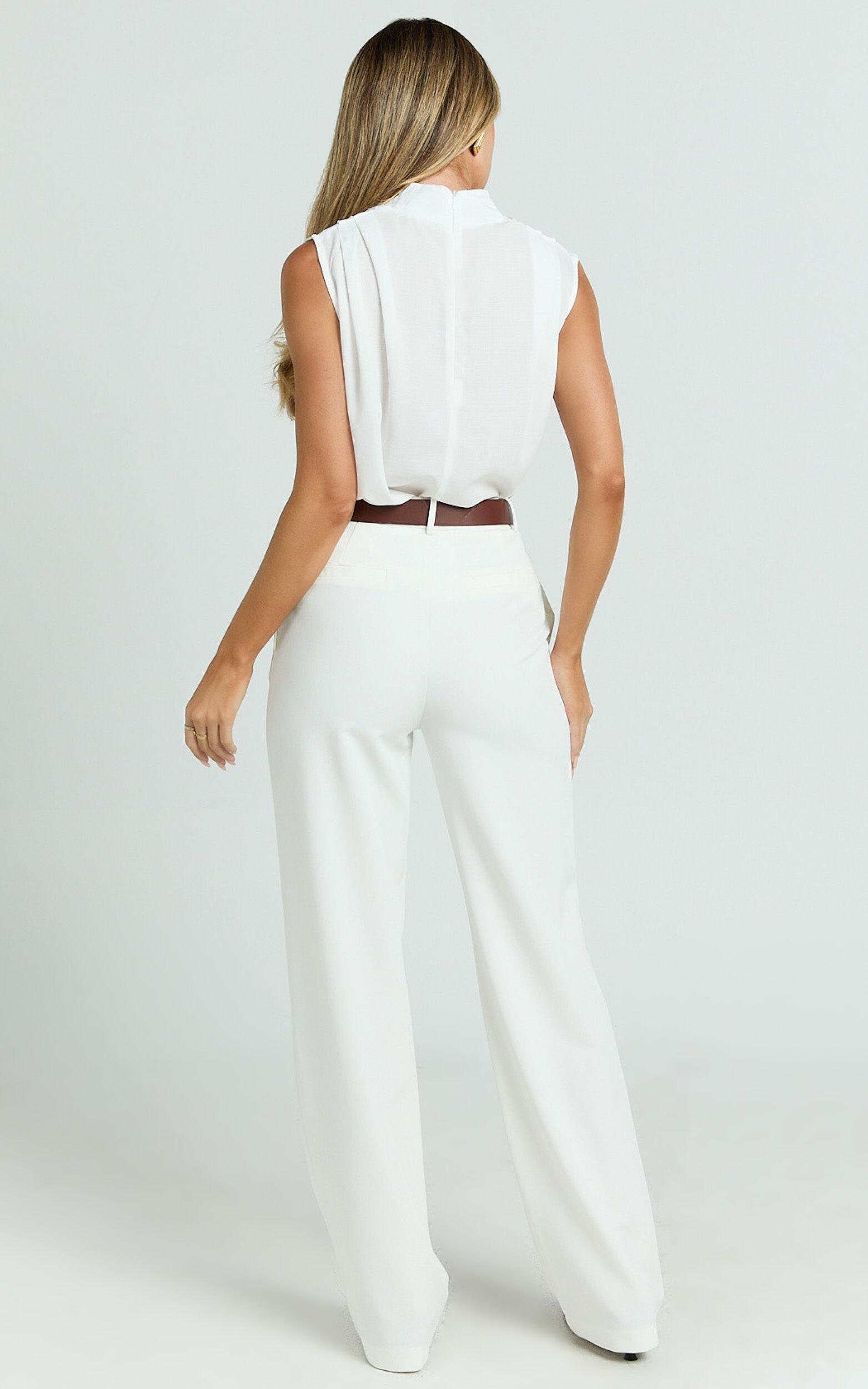 Arianae Top - High Neck Top in White Product Image