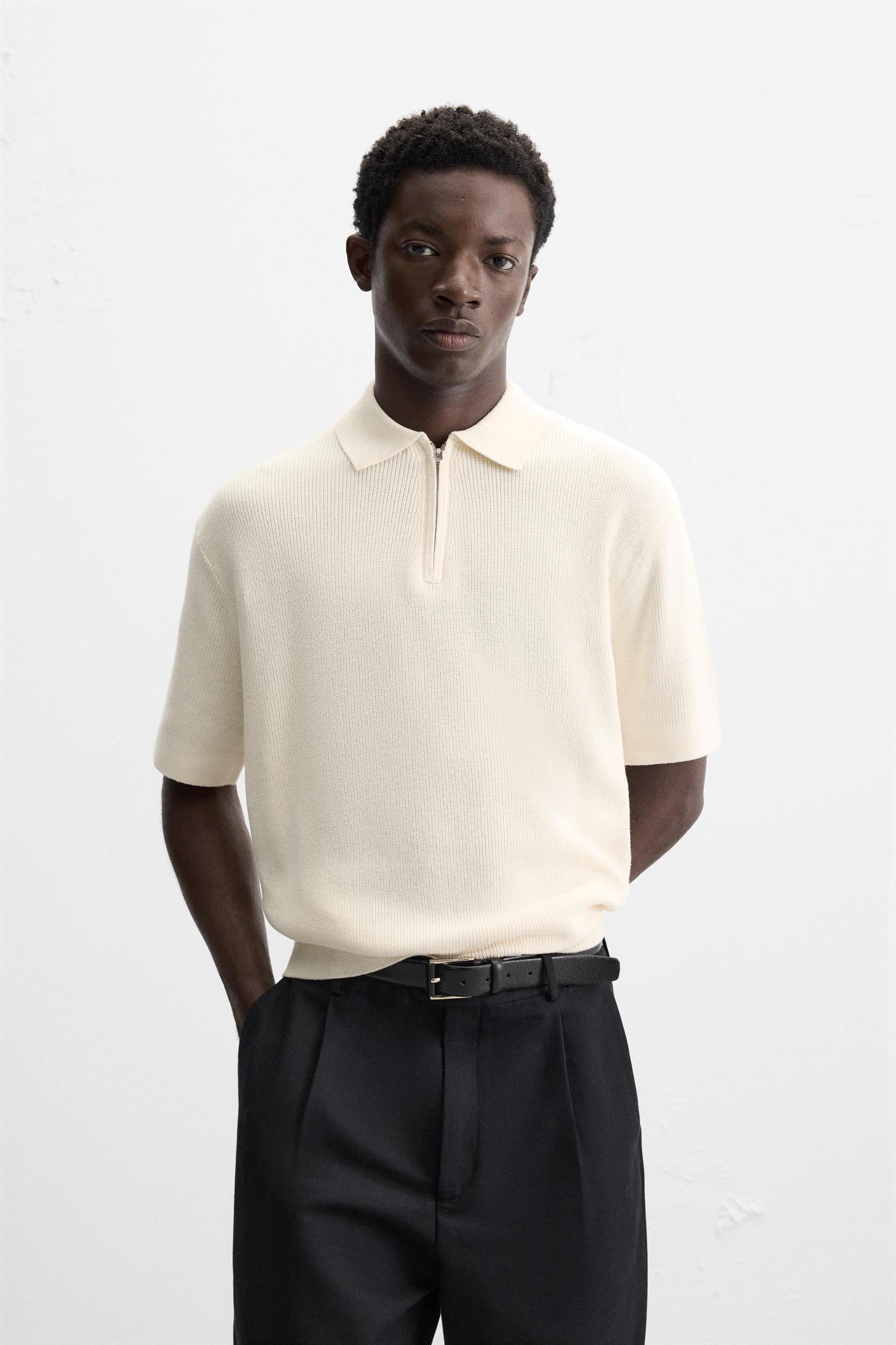 PURL KNIT ZIPPER POLO SHIRT Product Image
