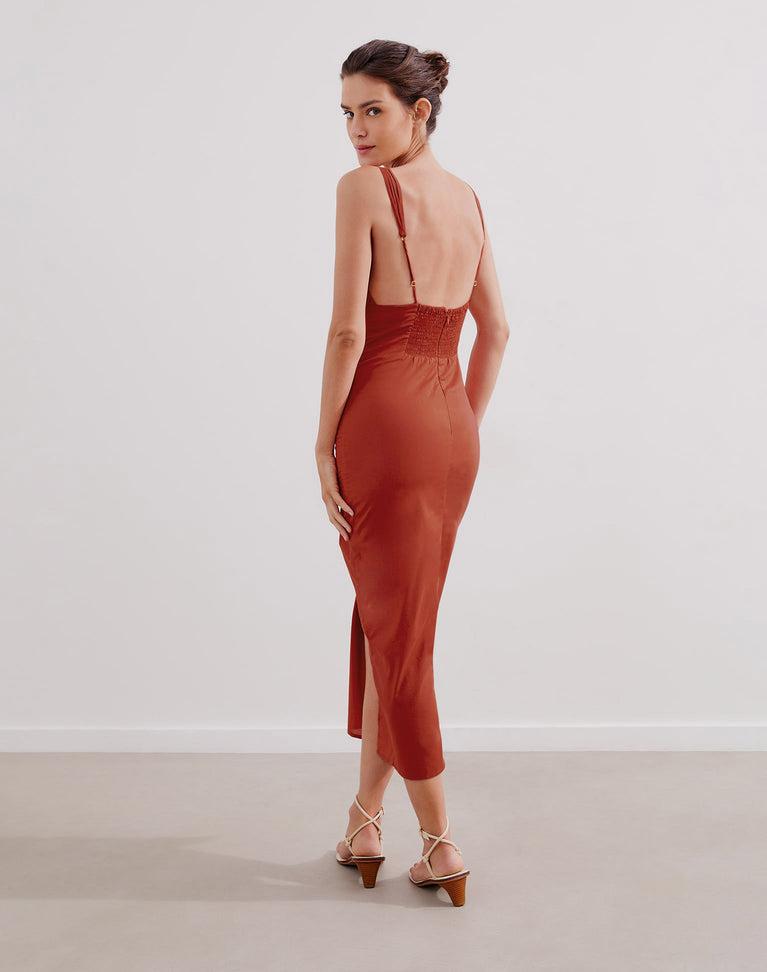 Misa Detail Midi Dress (exchange only) - Brick Product Image