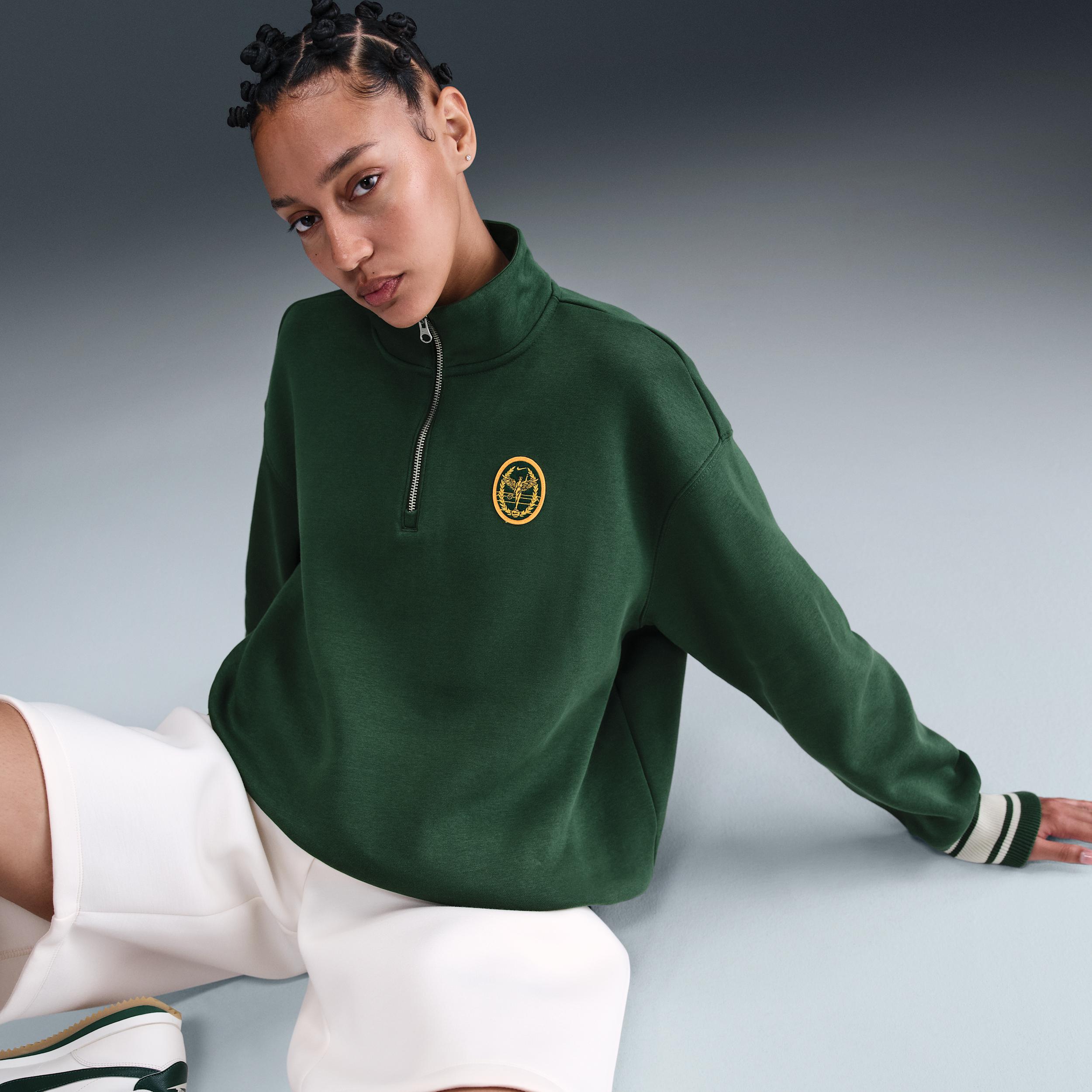 Womens Nike Sportswear Phoenix Fleece Oversized 1/4-Zip Long Sweatshirt | IH7804-323 Product Image