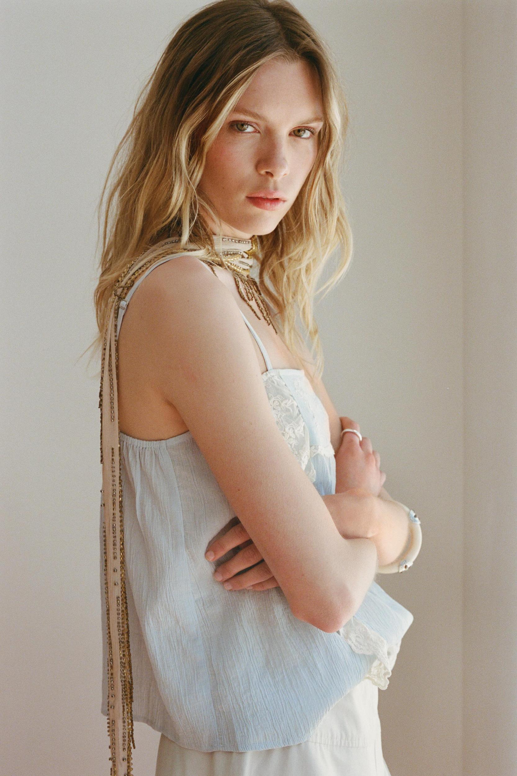 EMBROIDERED STRAPPY TOP Product Image