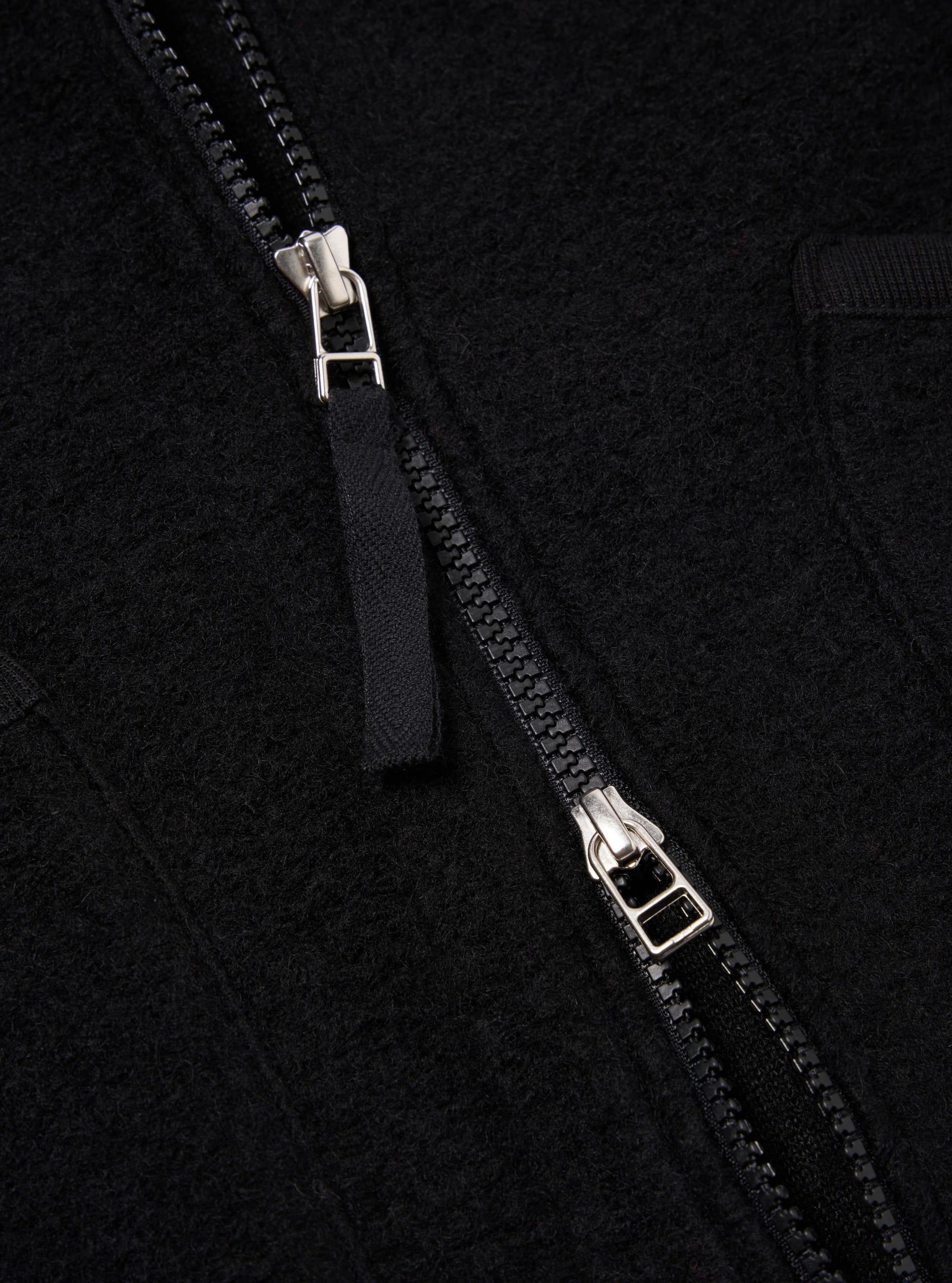 Universal Works Zip Bomber in Black Wool Fleece Product Image