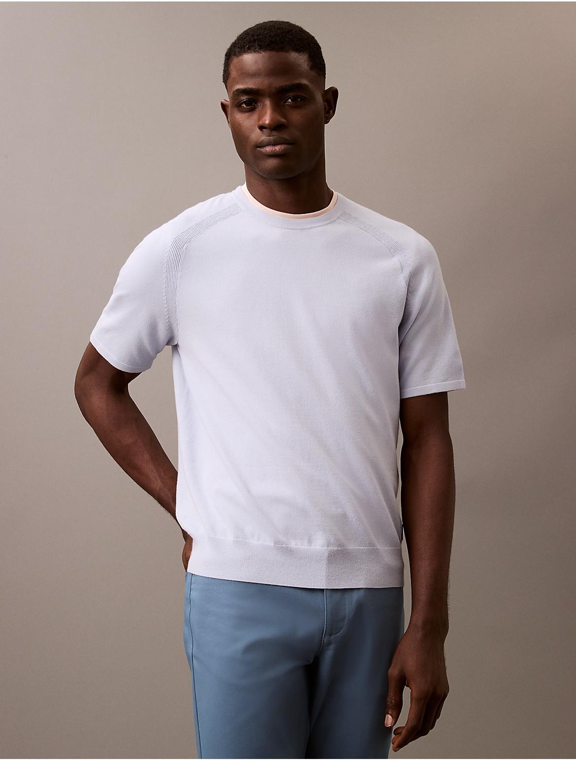 Calvin Klein Mens Tech Knit Crewneck Sweater T-Shirt - Blue Product Image