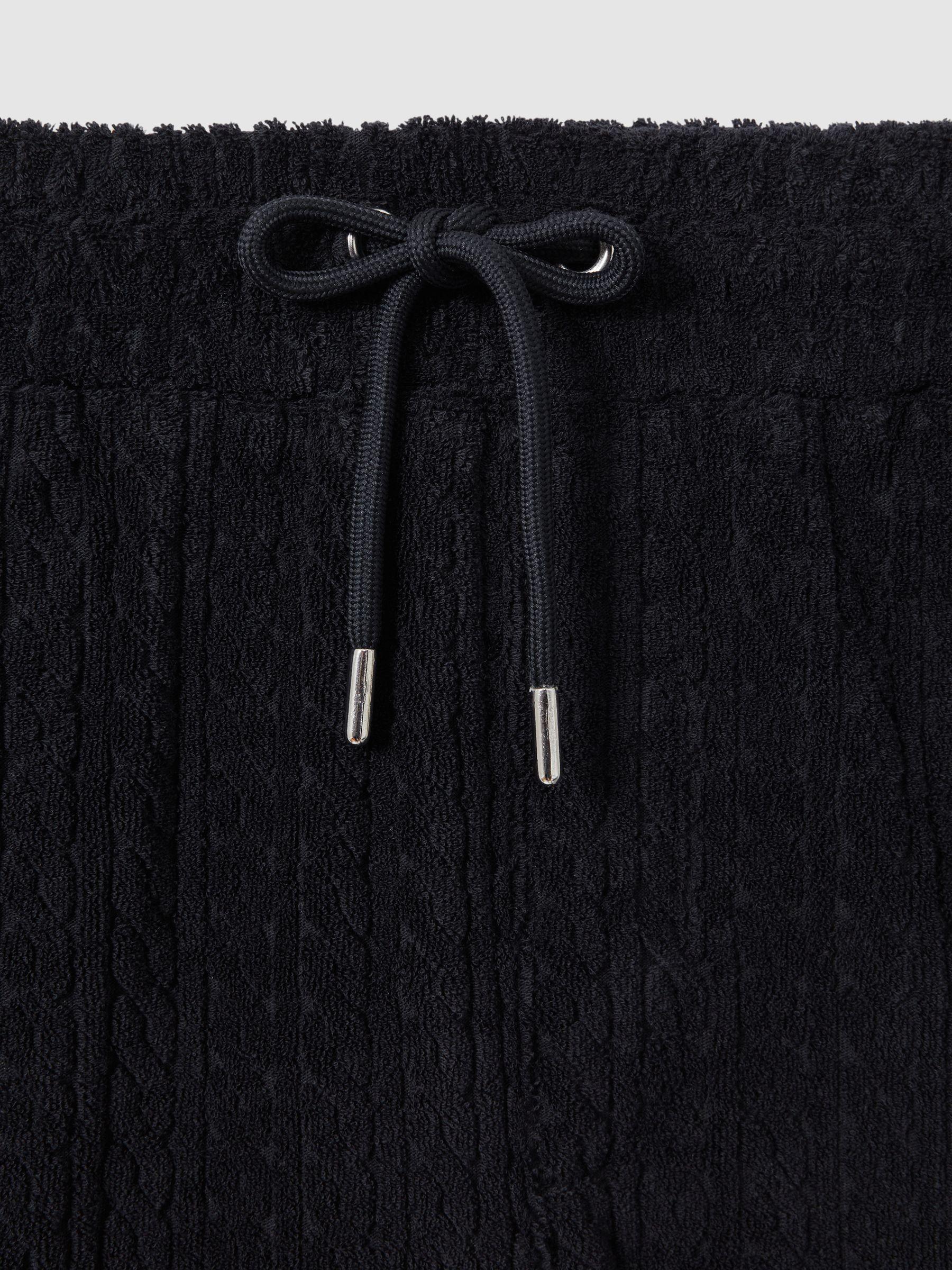 Towelling Drawstring Shorts in Navy Product Image