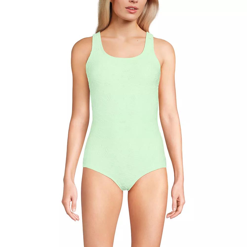 Women's Lands' End Tugless Low Leg Lace One-Piece Swimsuit,  Product Image