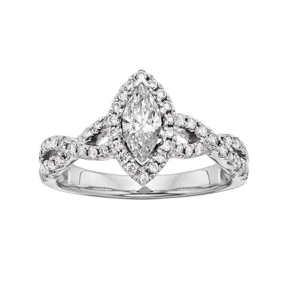 The Regal Collection IGL Certified Diamond Halo Engagement Ring in 14k White Gold (1 ct. T.W.), Women's, Size: 8 Product Image