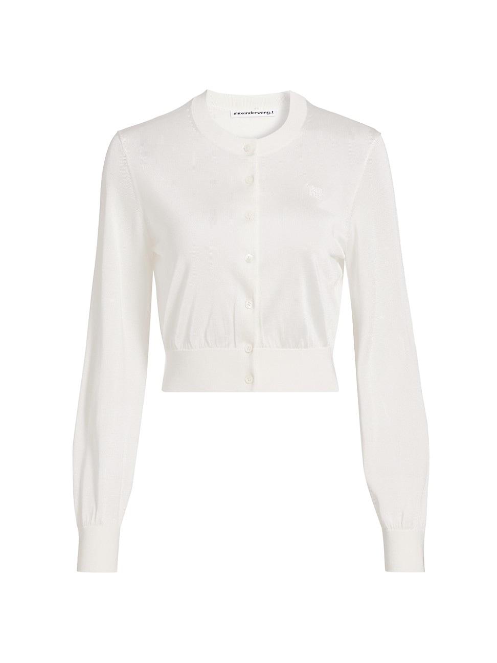 Womens Embroidered Logo Crop Cardigan Product Image