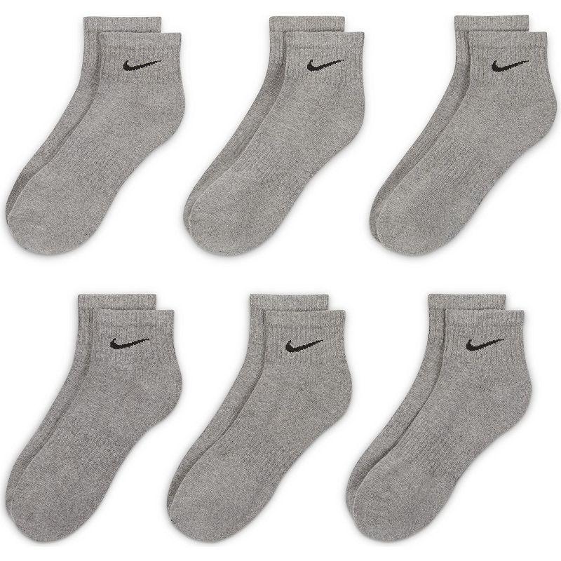 Mens Nike 6-Pack Everyday Cushion Ankle Training Socks Carbon Grey Black Product Image