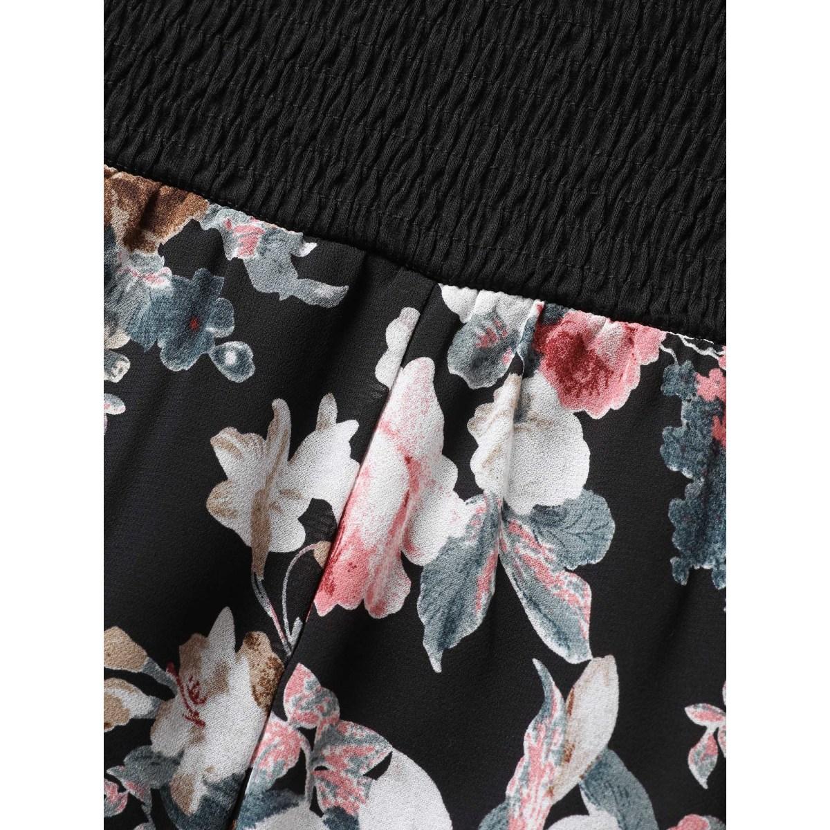 Plus Size Halter Neck Patchwork Floral Belted Dress Black Women Elegant Halter neck Sleeveless Curvy BloomChic 26/4X Product Image