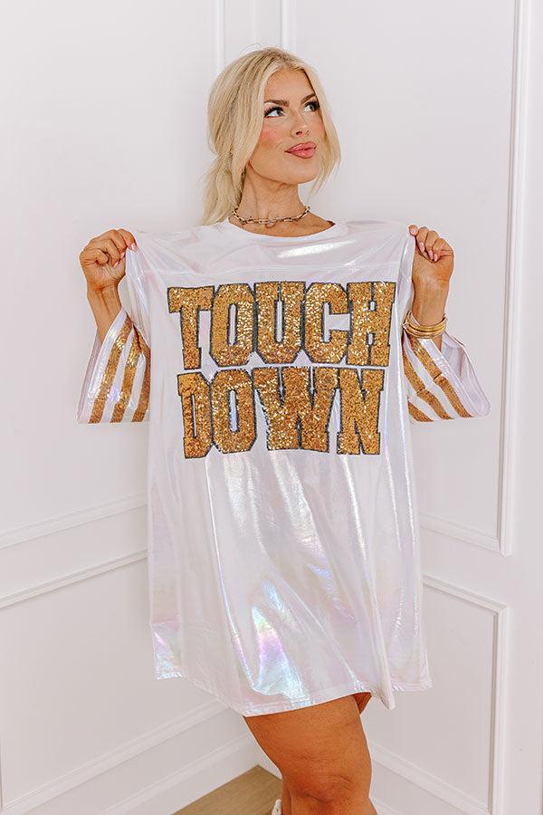 It's A Touch Down Faux Leather Mini Dress in White Iridescent Curves Product Image