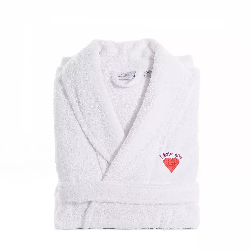 Linum Home Textiles "I Love You" Embroidered Cotton Terry Bathrobe, Adult Unisex,  Product Image