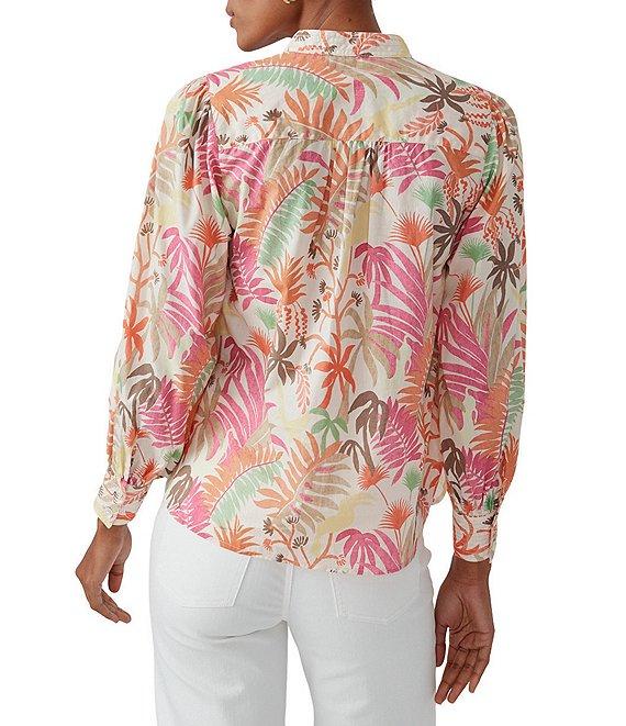 J.McLaughlin Jungle Melody Split V-Neck Bracelet Sleeve Blouse Product Image