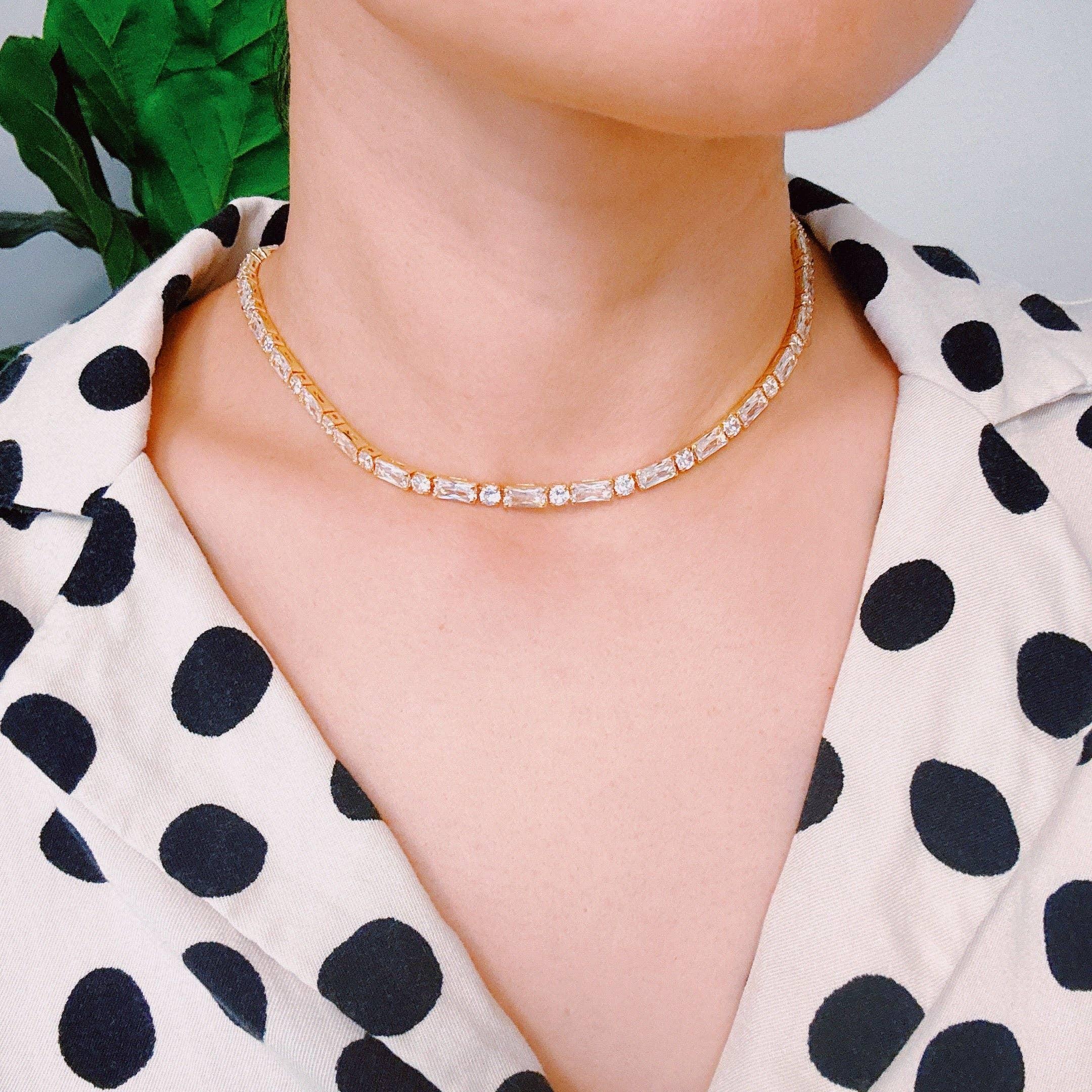 Mixed Shape Sparkle Tennis Necklace Product Image