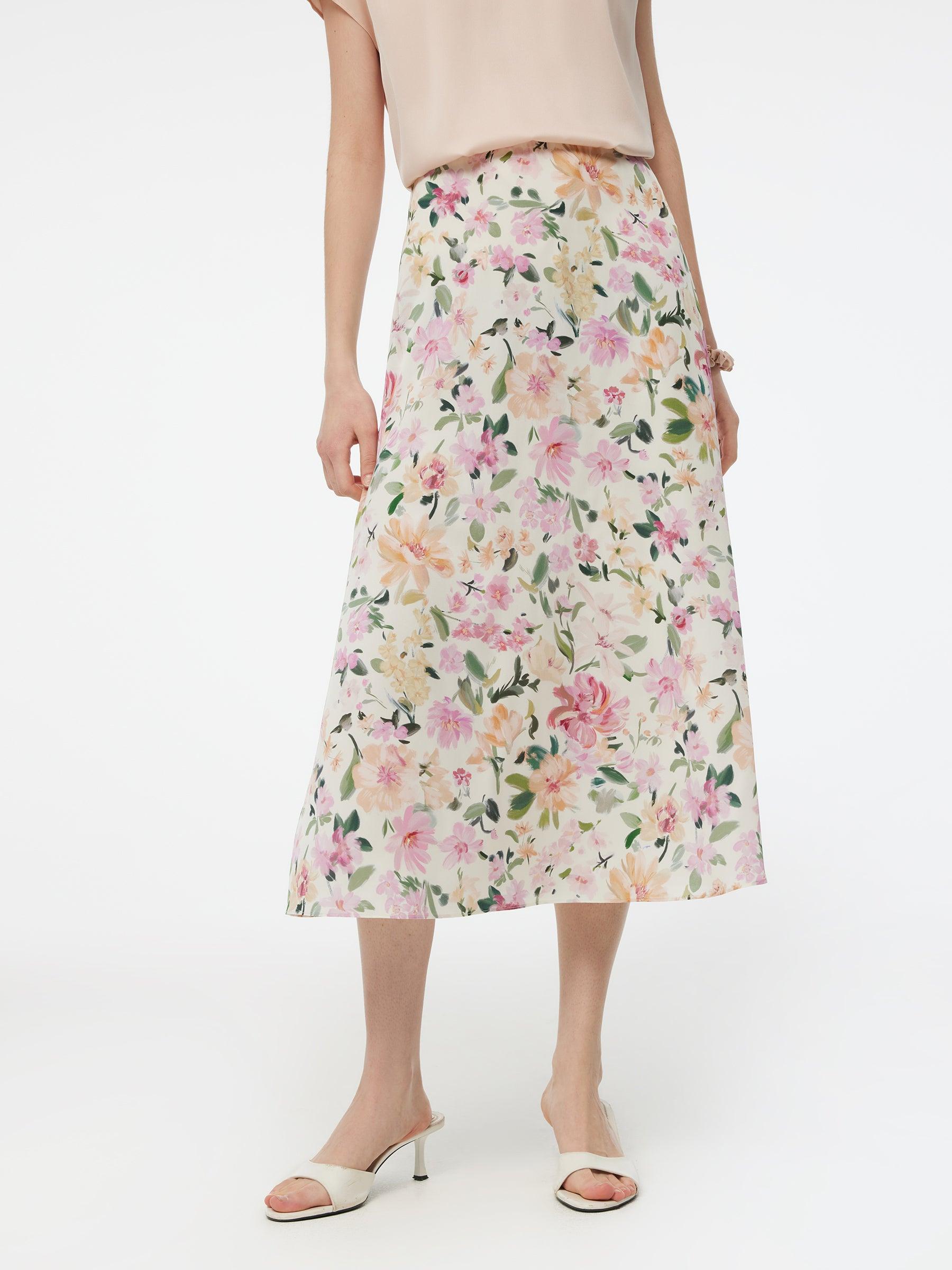 19MM Mulberry Silk Floral Print Women Skirt Product Image