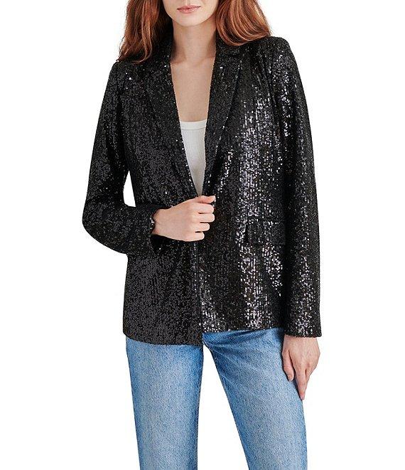 Steve Madden Payton Sequin Notch Lapel Long Sleeve Blazer Product Image