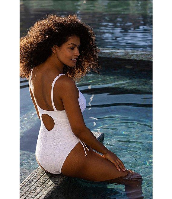 Freya Nomad Nights Crochet Scoop Neck High Leg Underwire Extended Bra Size One Piece Swimsuit Product Image