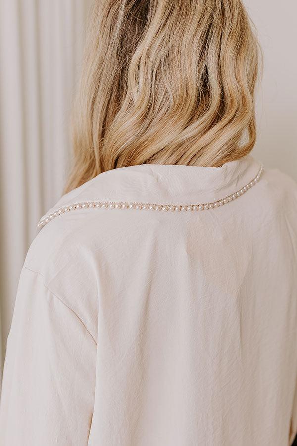 Luxe Lifestyle Pearl Embellished Top in Cream Product Image