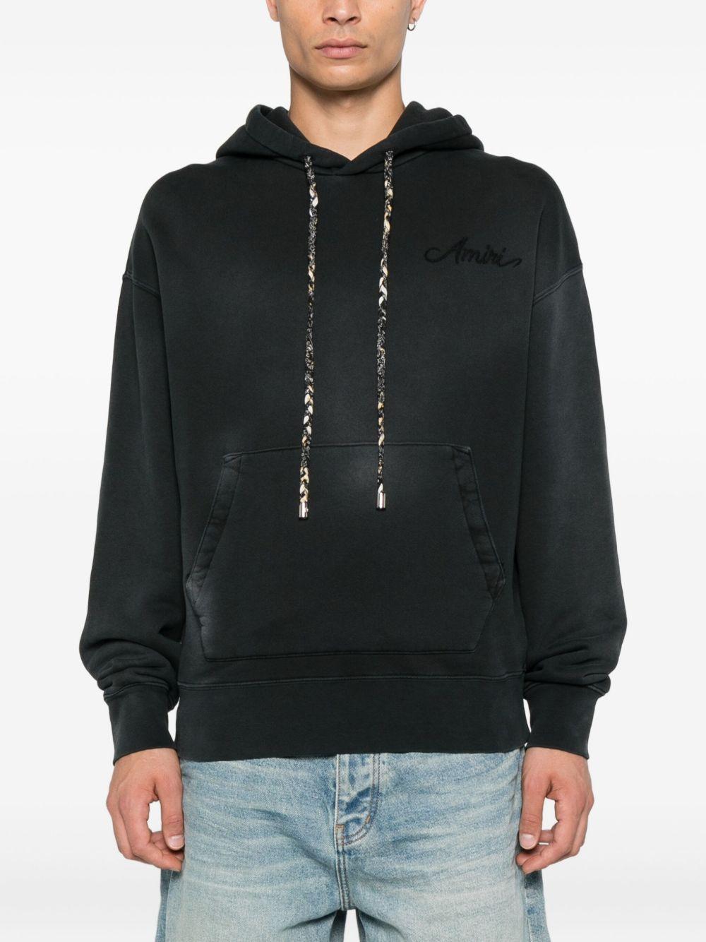 embroidered drawstring hoodie Product Image