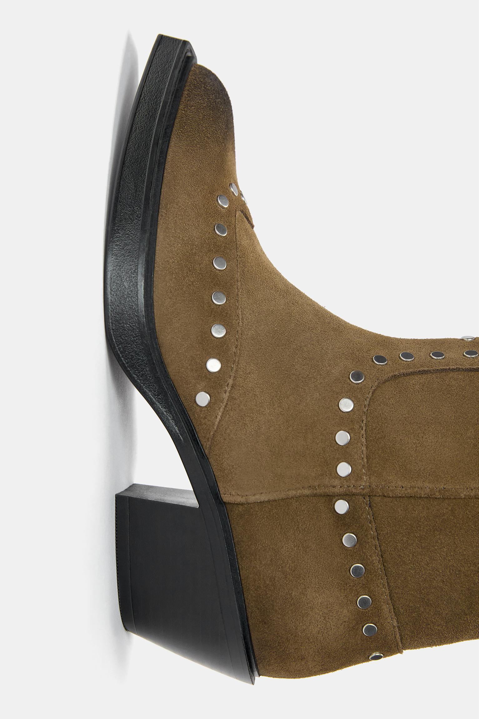 Studded leather cowboy boots Product Image