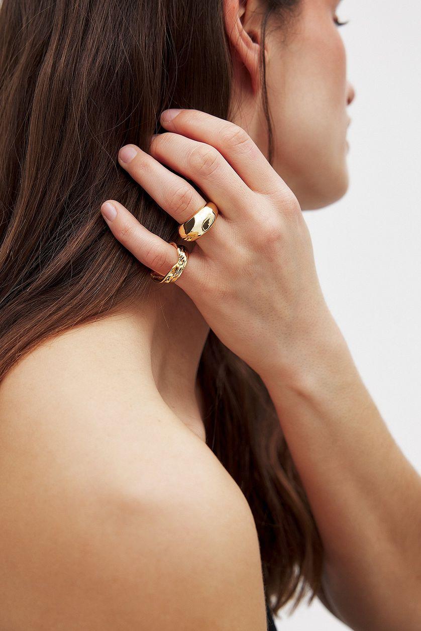 3-pack Gold Plated Chunky Rings Product Image