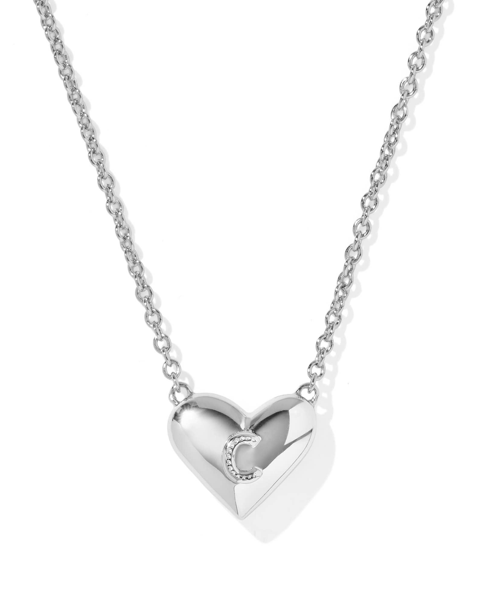 Ari Heart Letter C Silver Short Pendant Necklace Product Image
