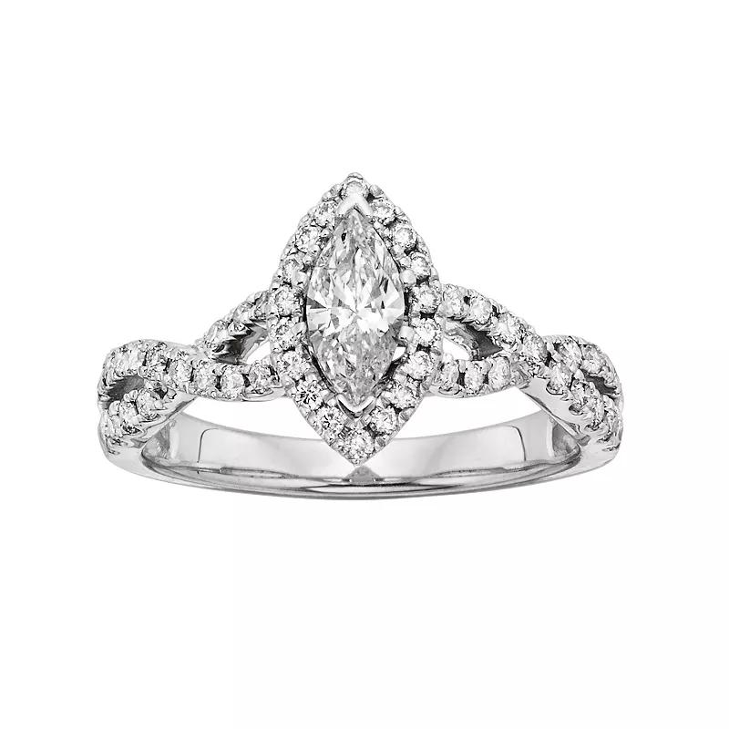 The Regal Collection IGL Certified Diamond Halo Engagement Ring in 14k White Gold (1 ct. T.W.), Women's, Size: 8 Product Image