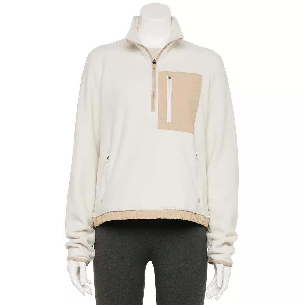 Women's Tek Gear® Mixed Media Micro Fleece Popover, Size: XXL, Mineral Black Product Image