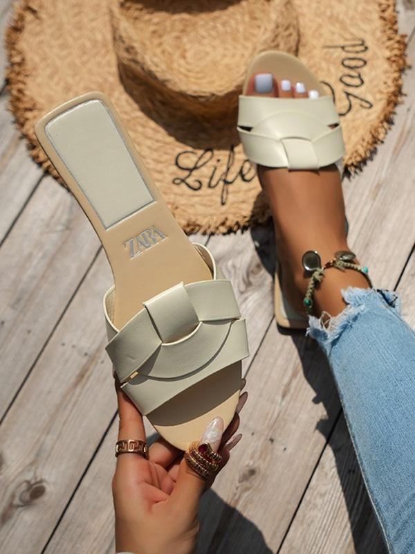 Hollow Open Toe Split-Joint Slippers Product Image