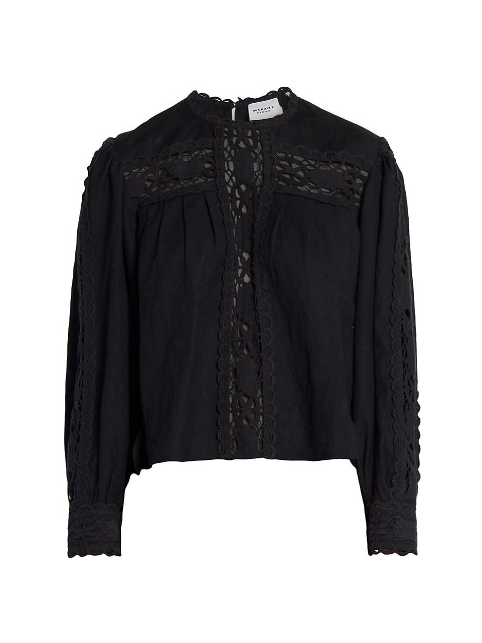 Womens Valmira Lace Linen & Cotton Top Product Image