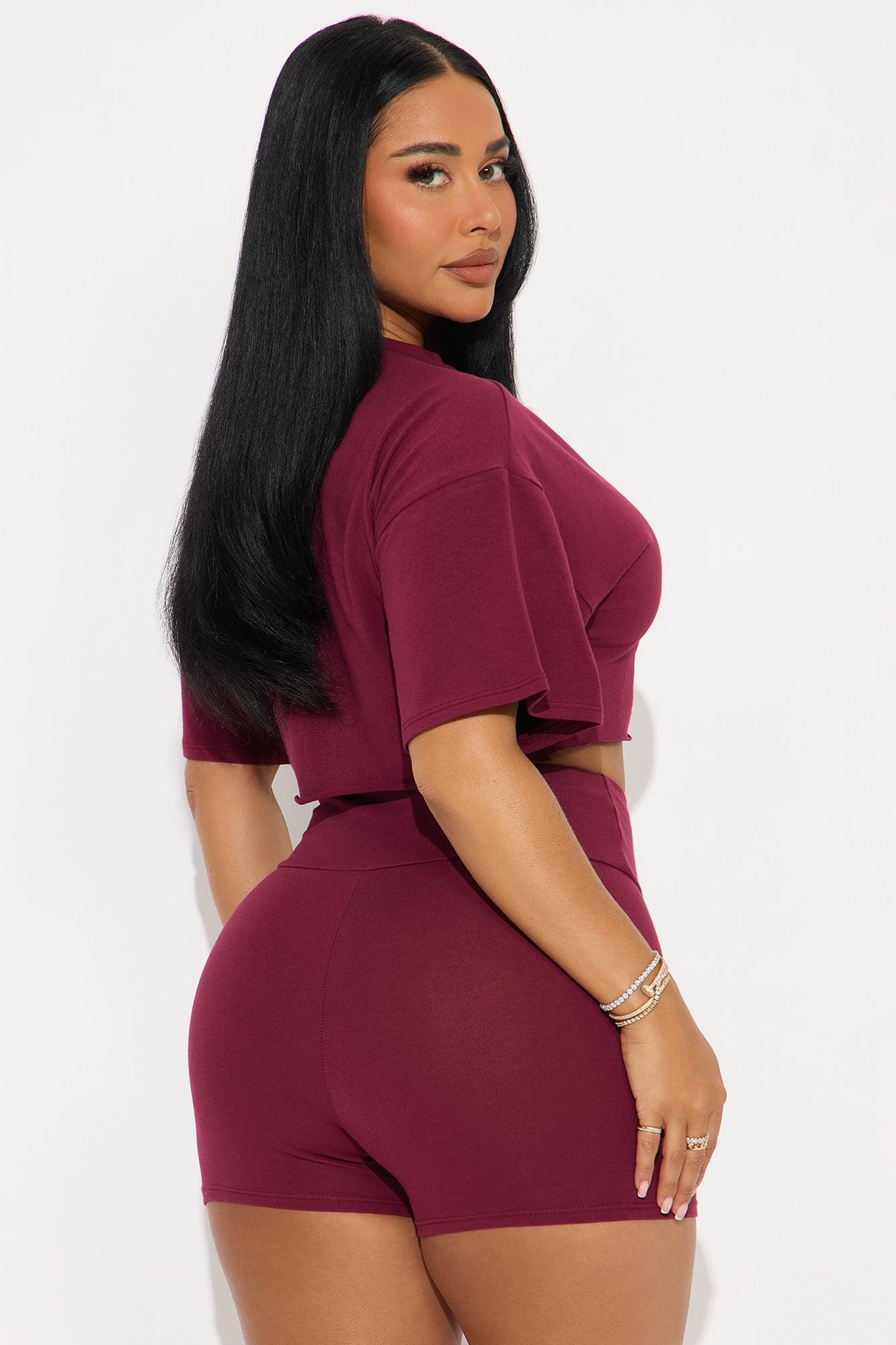 My Go To Biker Short Set - Burgundy Product Image