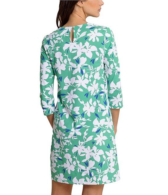 Southern Tide Leira Blossom Bay Crew Neck 3/4 Sleeve Dress Product Image