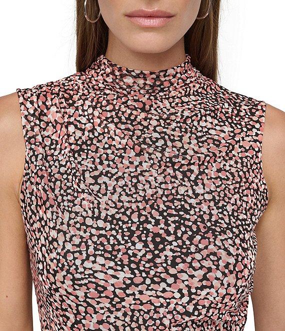 DKNY by Donna Karan Mock Neck Ruched Printed Mesh Sheath Dress Product Image