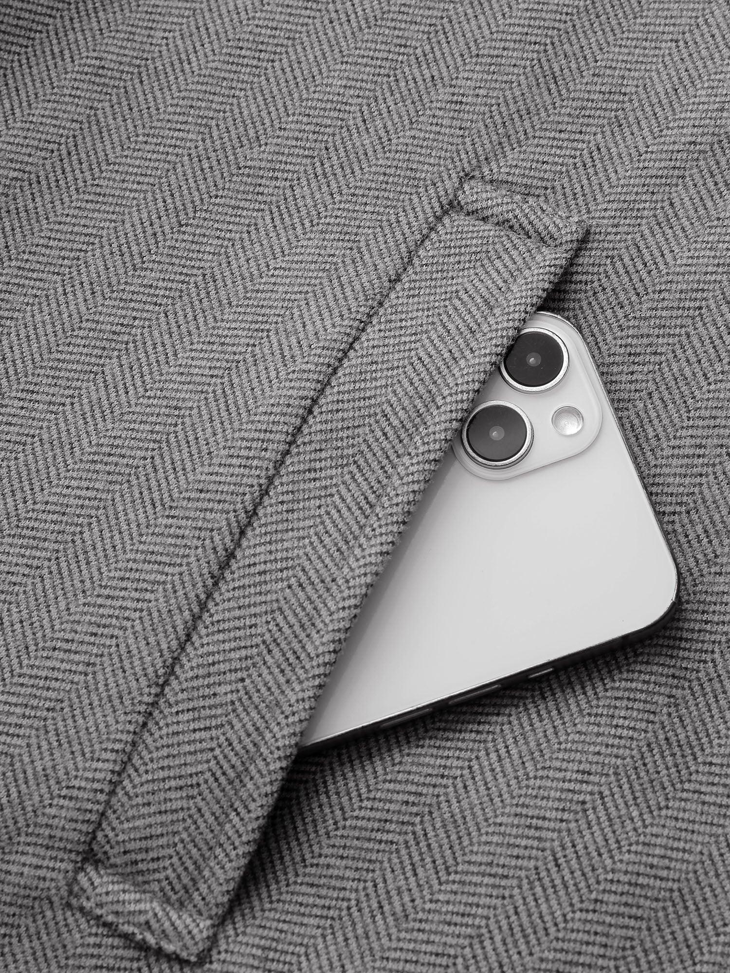 Herringbone Button Belted Lined Coat Female Product Image