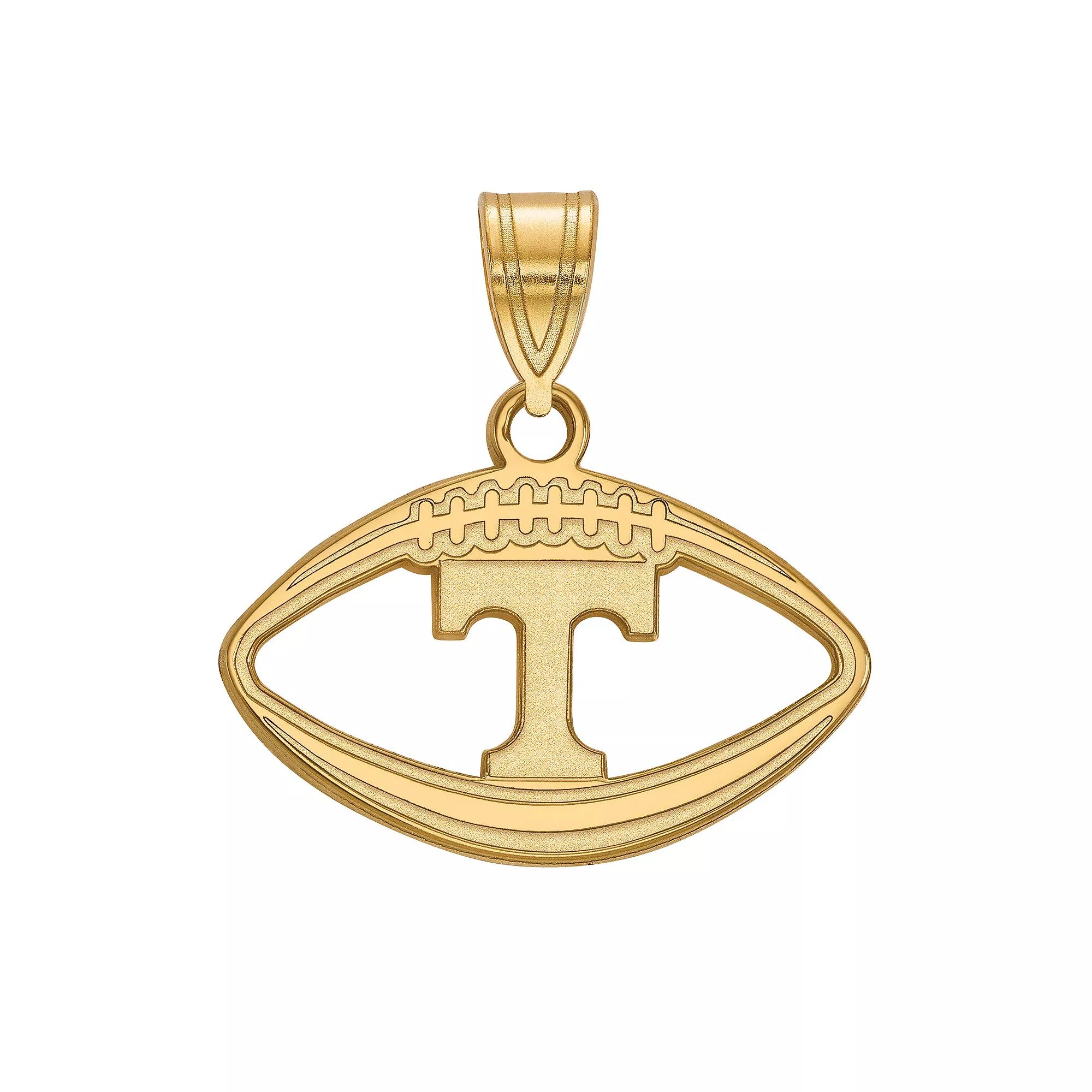 LogoArt Tennessee Volunteers Sterling Silver 14K Gold Plated Pendant in Football, Women's, Size: 20 mm Product Image