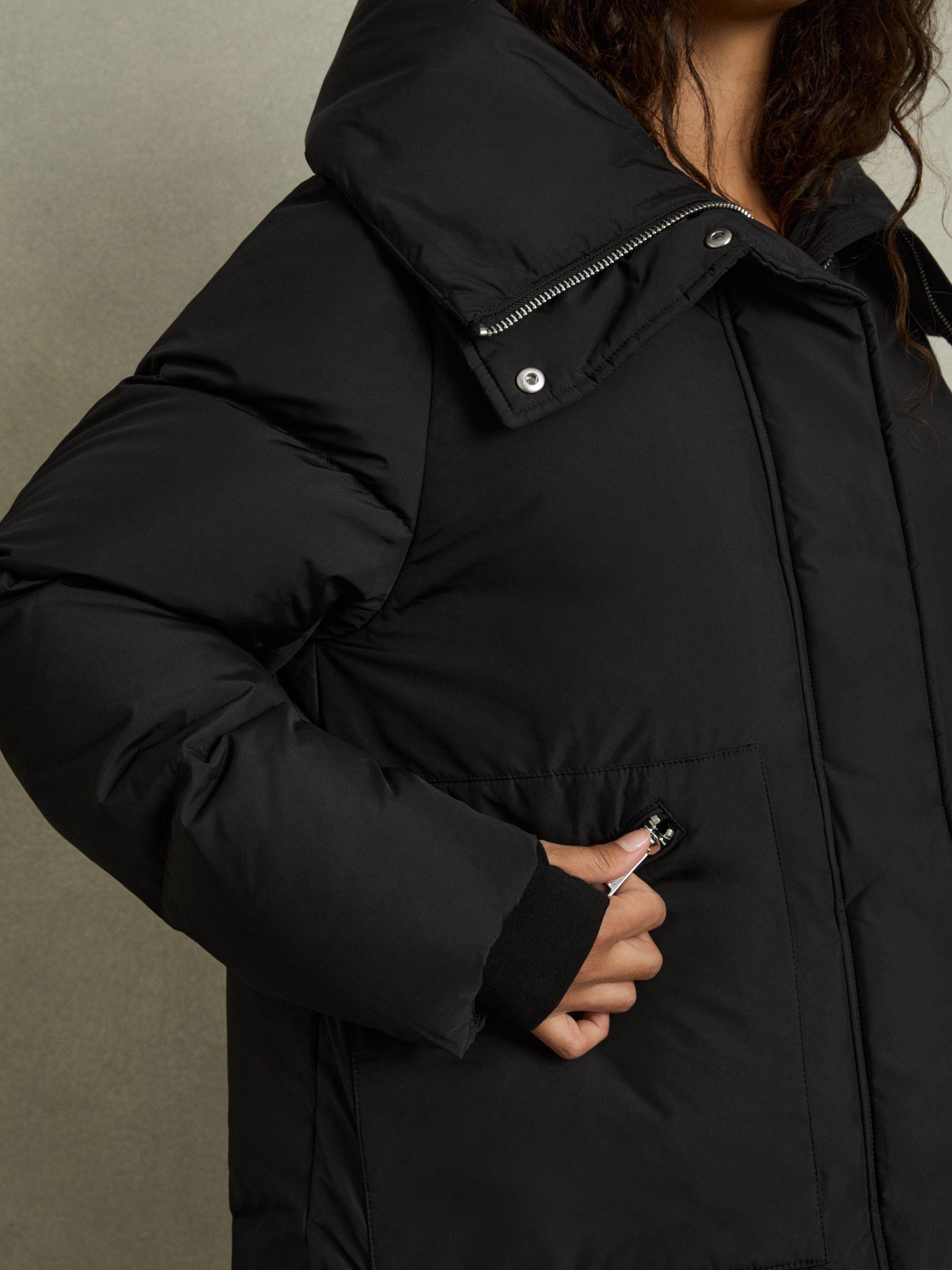Concealed-Hood Puffer Coat in Black Product Image