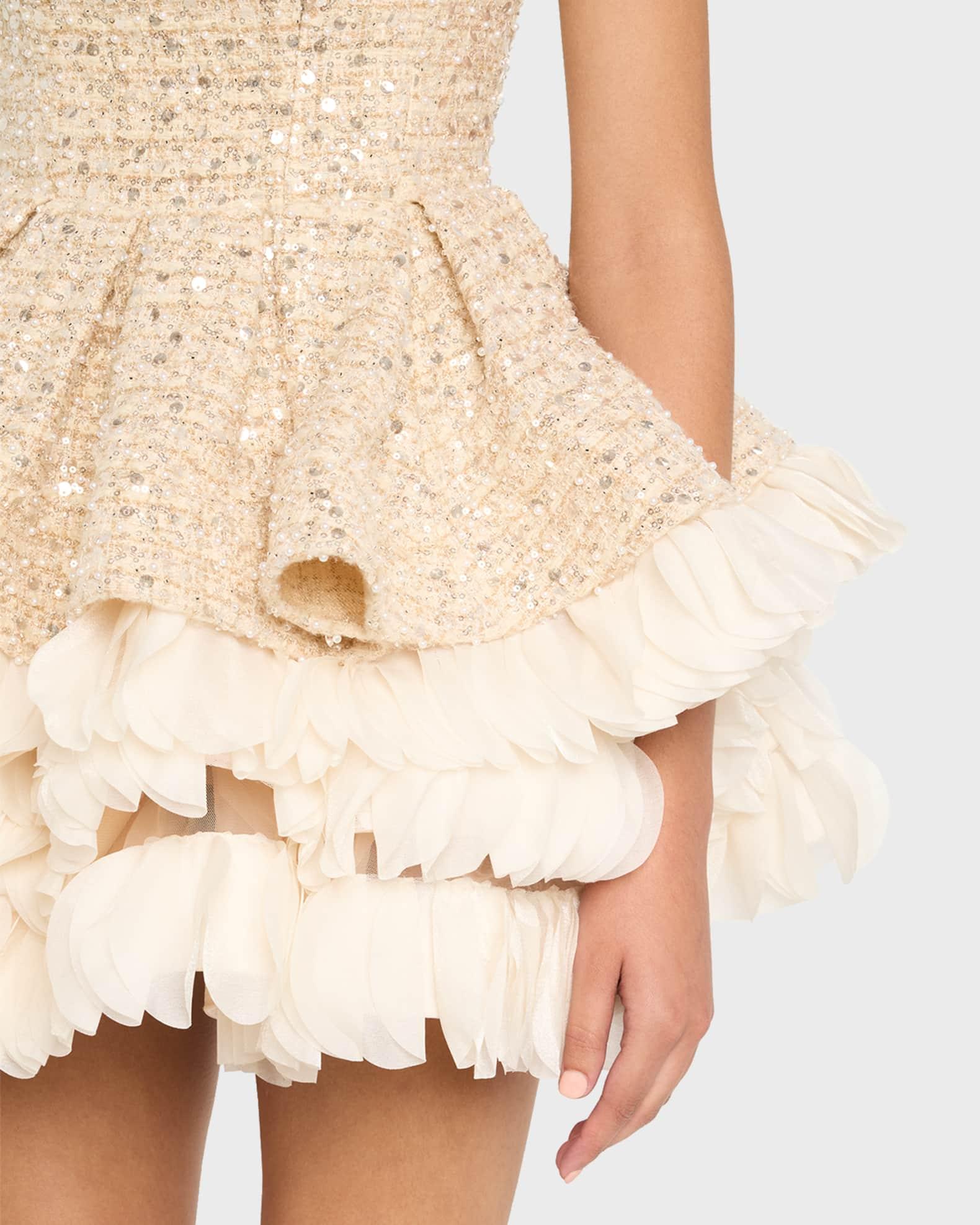 Catalina Beaded Fit-&-Flare Ruffle Mini Dress Product Image