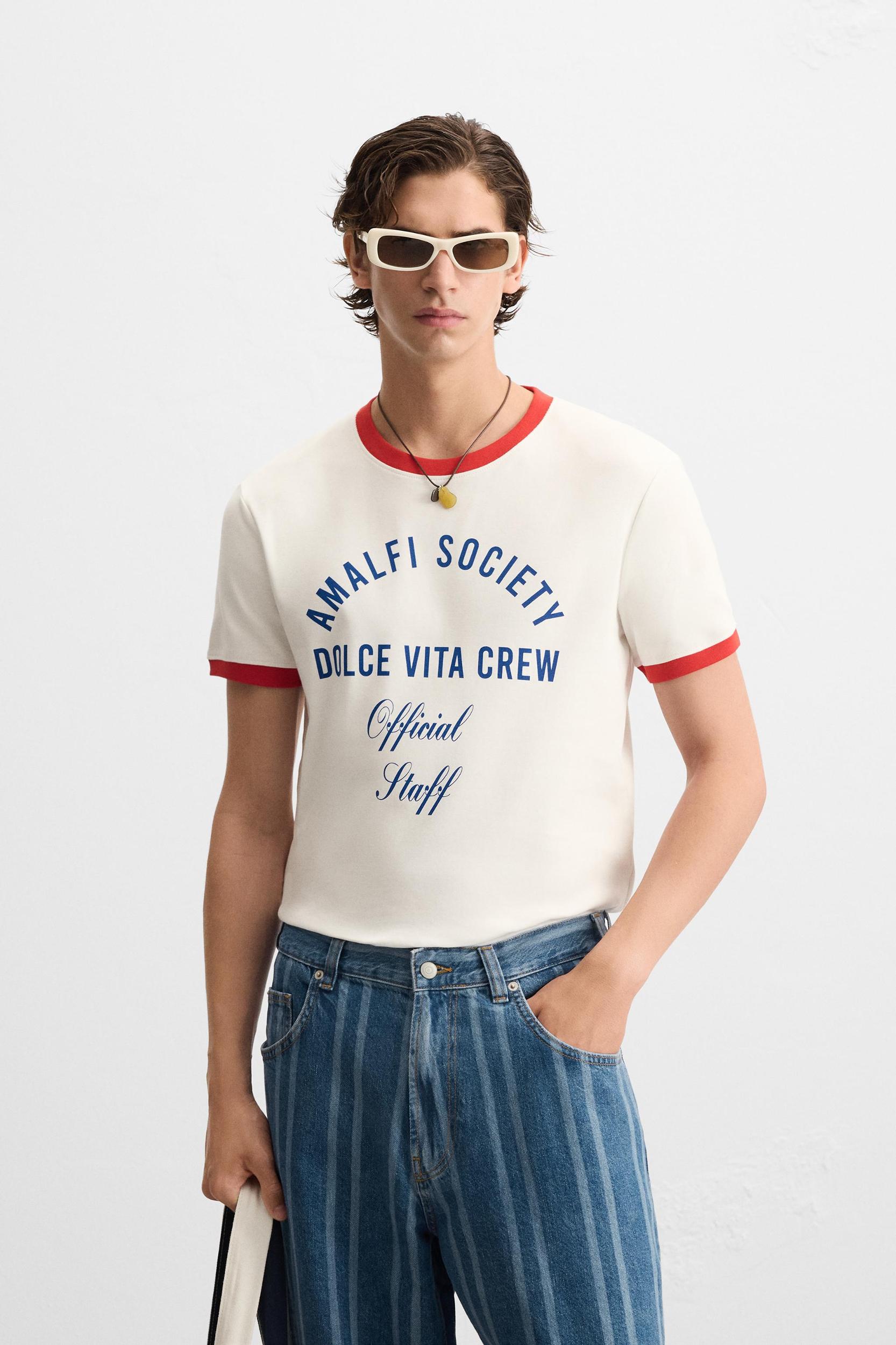 TEXT CONTRAST RIB T-SHIRT Product Image