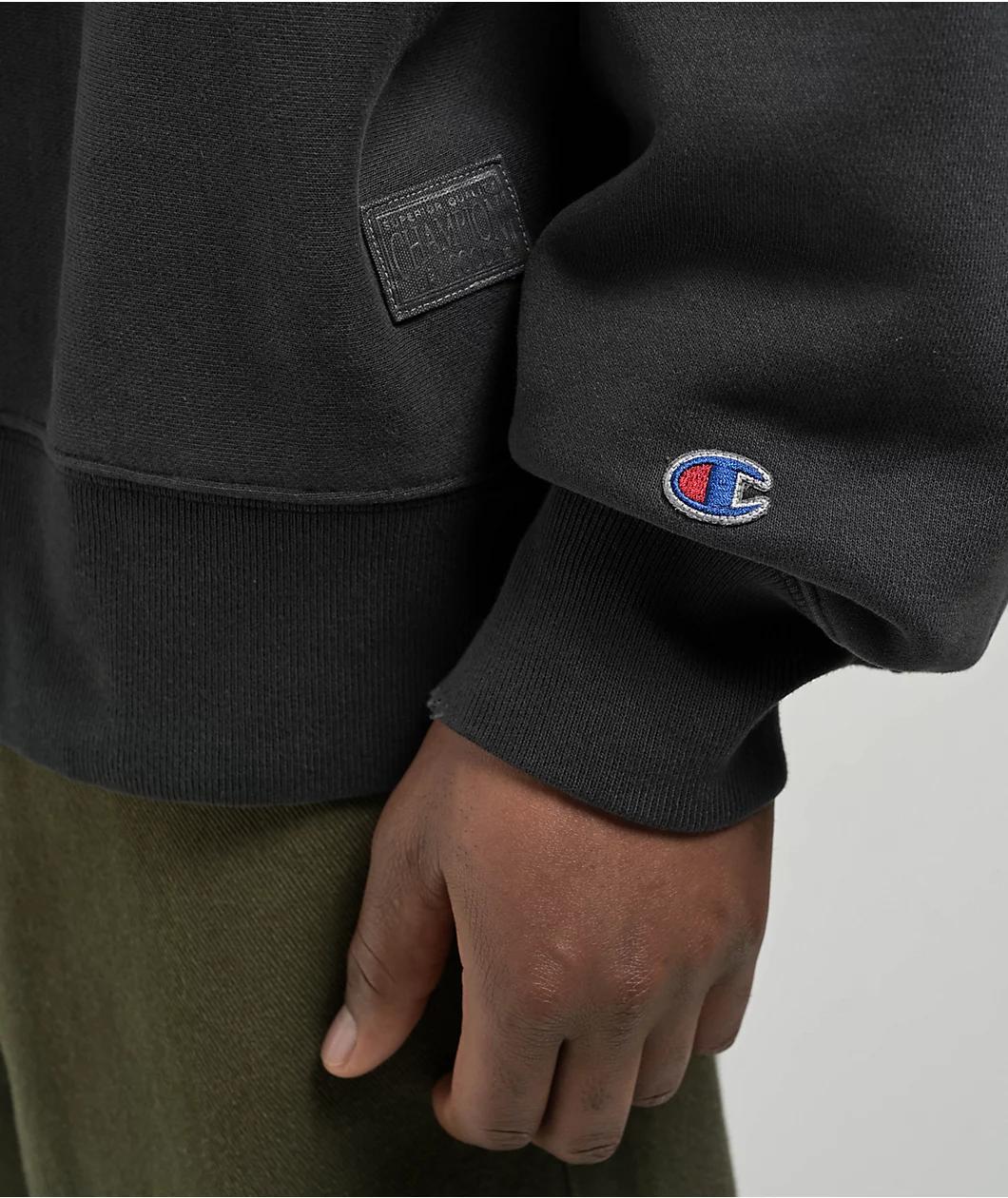 Champion Reverse Weave Black Wash Crewneck Sweatshirt Product Image
