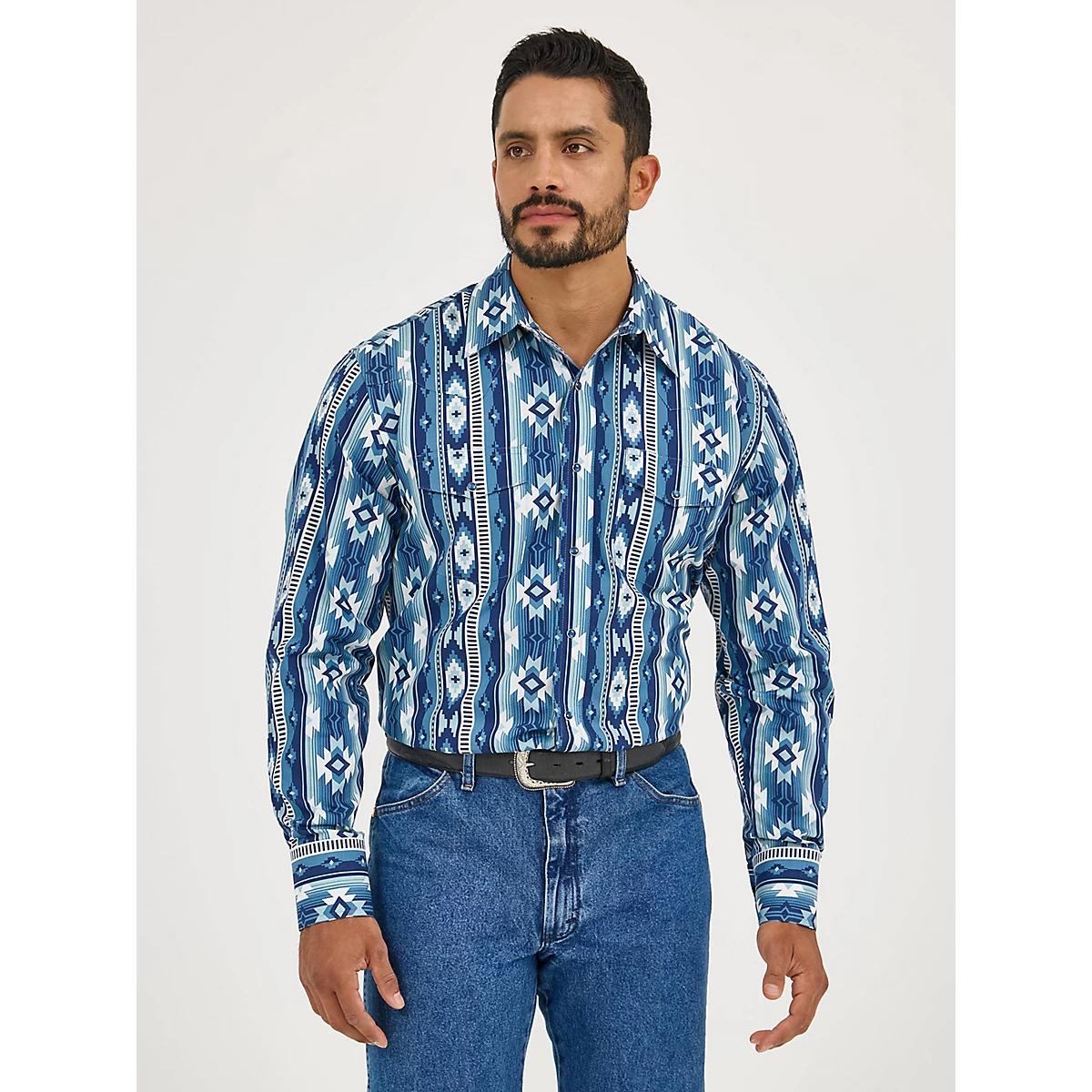 Men's Checotah® Long Sleeve Western Snap Printed Shirt in Ocean Product Image