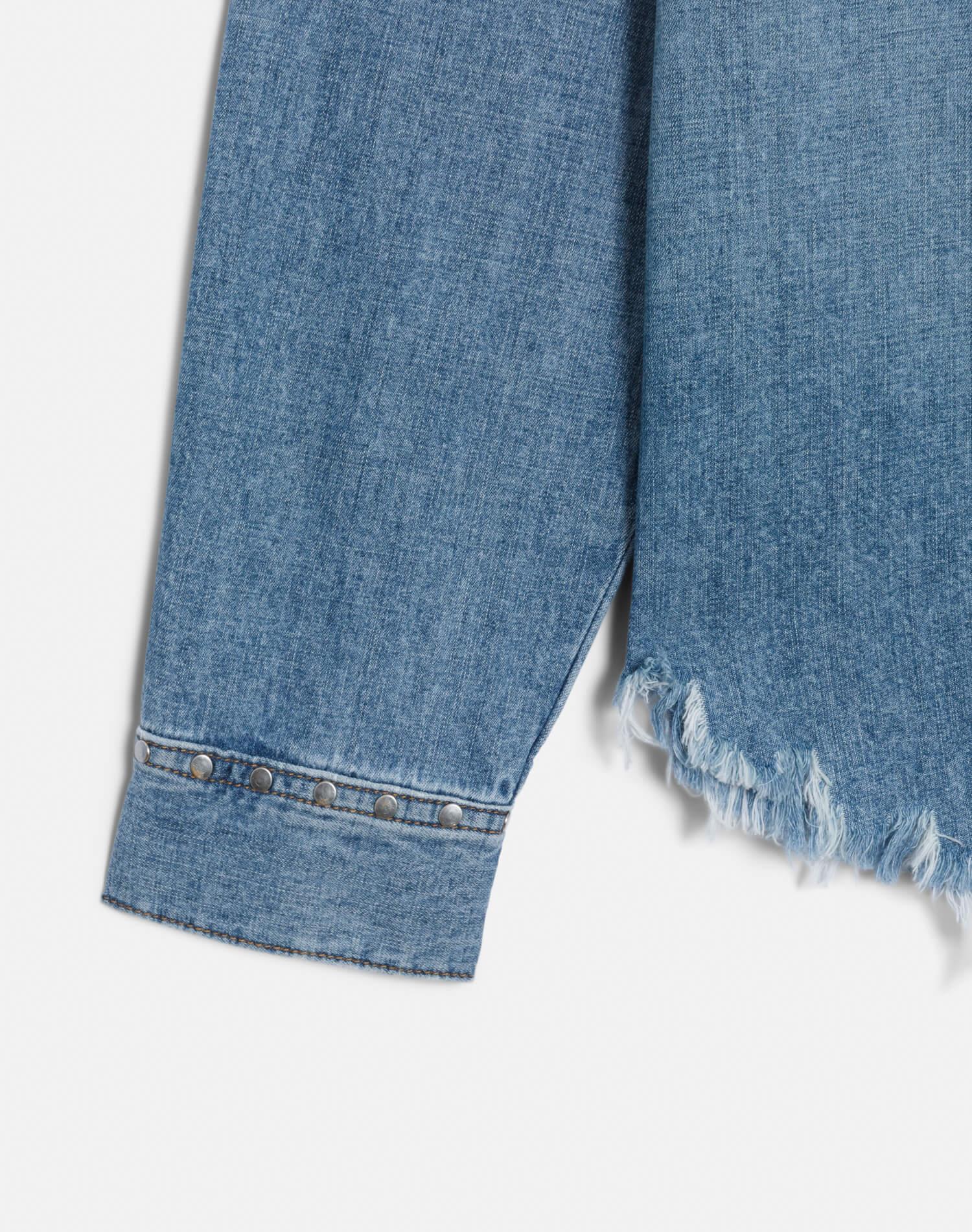 Distressed Western Shirt - Vintage Biker Blue Stud Product Image