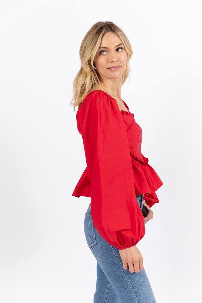 I Heart You Red Heart Shape Woven Blouse FINAL SALE Product Image