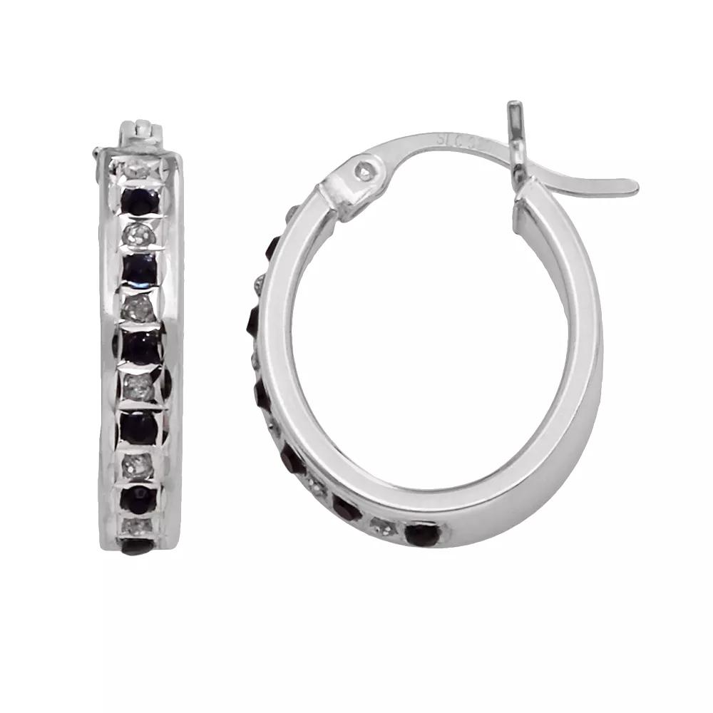 Diamond Mystique Sterling Silver Diamond Accent Oval Hoop Earrings, Women's Product Image