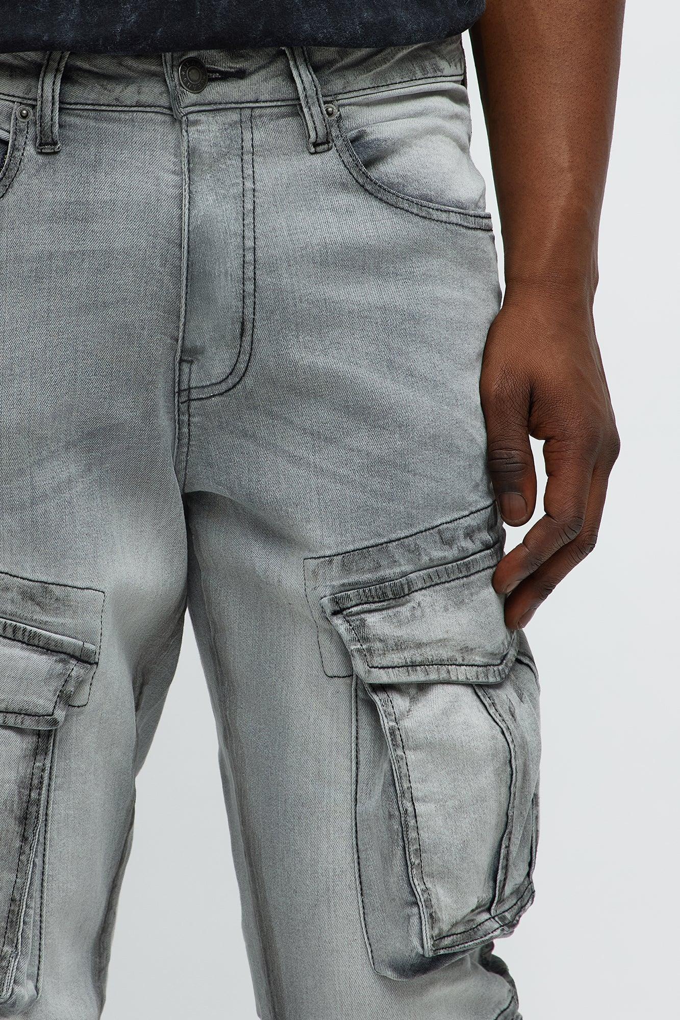 To Ashes Skinny Cargo Jeans - Grey Product Image