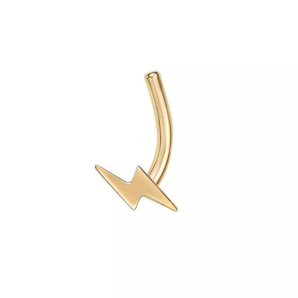 Lila Moon 14k Gold Lightning Bolt Curved Nose Stud, Women's Product Image