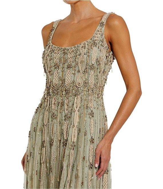 Mac Duggal Scoop Neck Embellished Mesh Aline Midi Dress Product Image