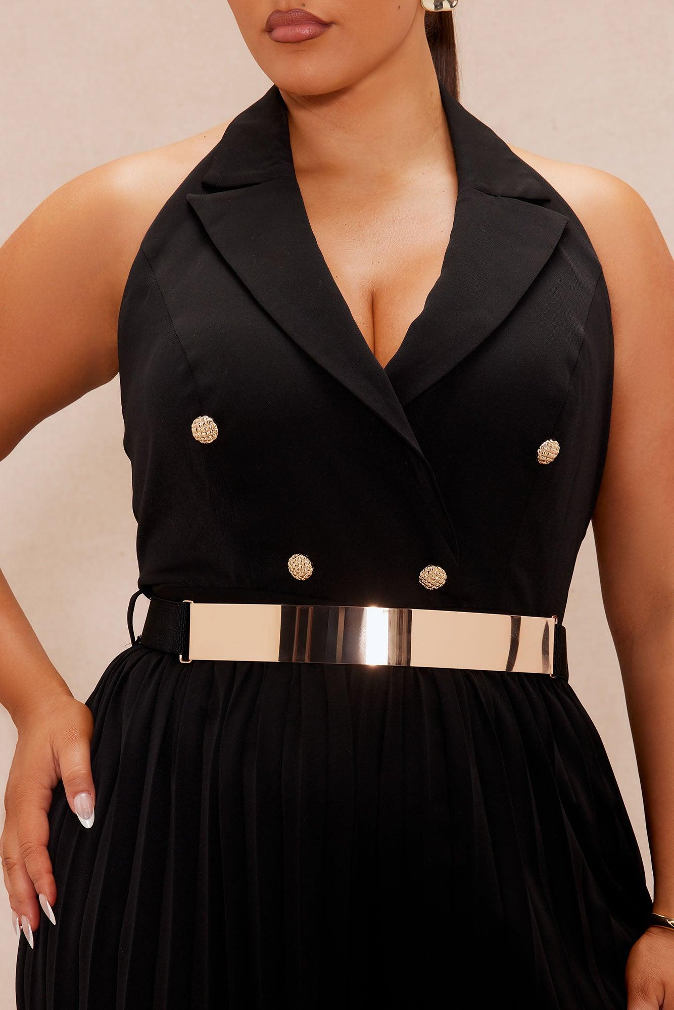 Chelsea Pleated Wide Leg Jumpsuit - Black Product Image